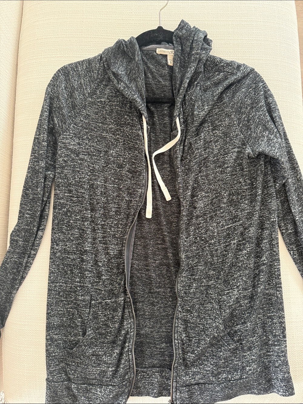 Express Heathered Charcoal Zip Hoodie Cardigan